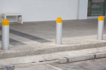 Steel Bollards On Private Sidewalk